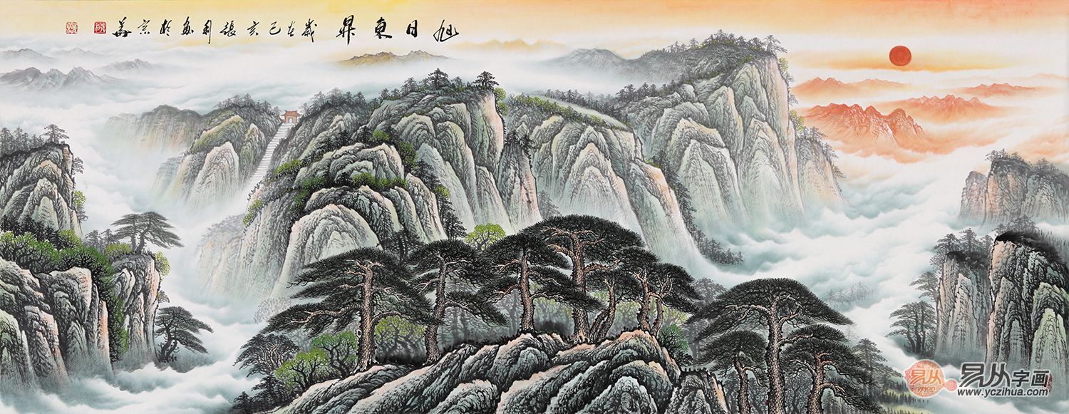 张利国画山水画作品,国画山水客厅字画办公室挂画