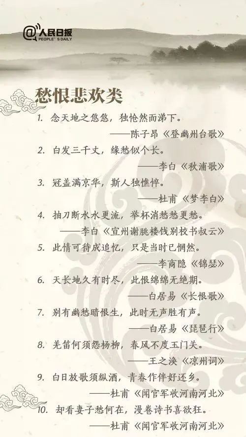 人民日报推荐100句经典古诗句,古诗词中的100个千古名句