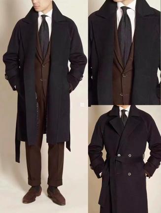 男士黑色羊绒中长大衣最佳搭配,男士第一件羊绒大衣选什么款式