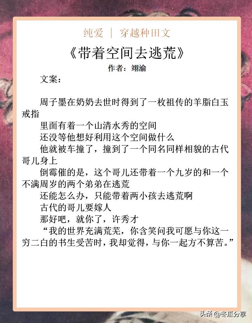 穿越纯爱种田文的小说,推文纯爱甜文种田穿越