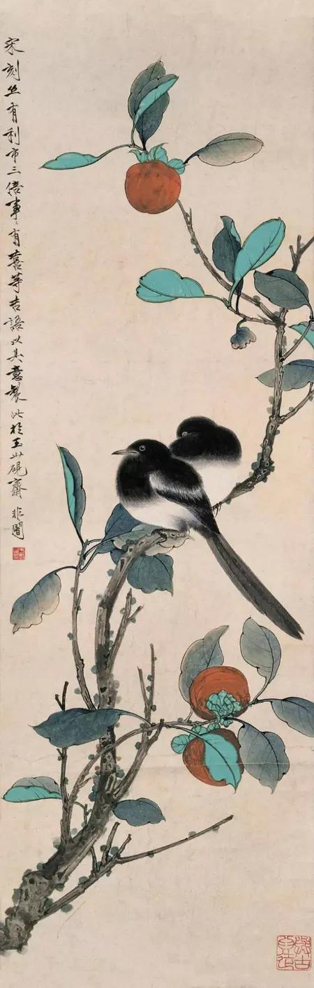 国画梅花与喜鹊的寓意,喜鹊柿子画寓意