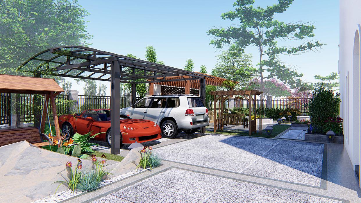 西安别墅庭院设计，别墅花园景观设计，农村自建房庭院设计