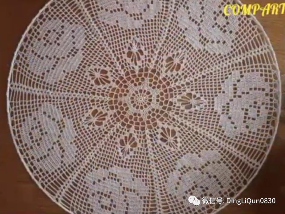 针织钩花小桌布,毛线编织钩花桌布图案