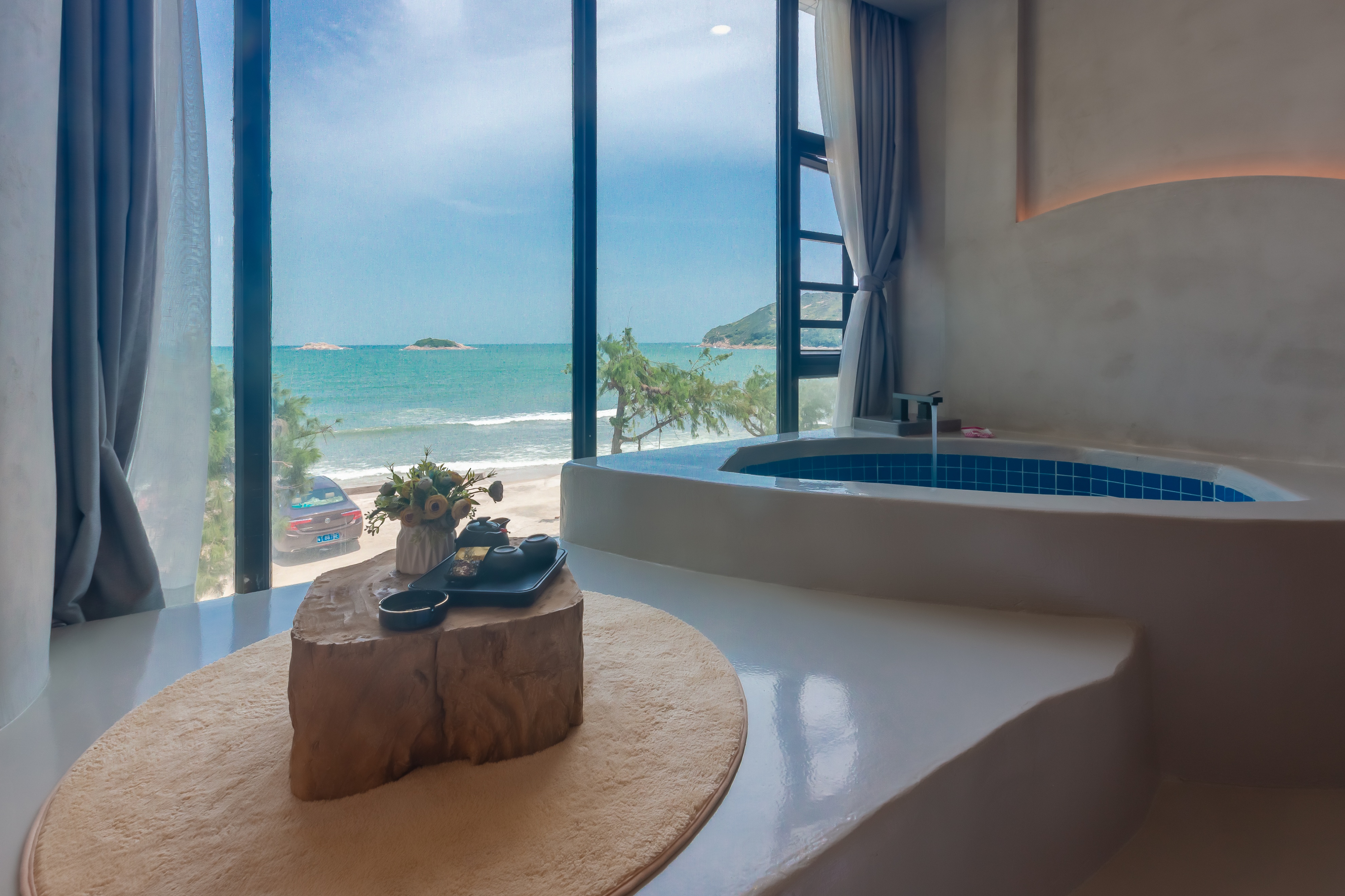 双月湾带私家泡池的温泉酒店,双月湾海景带泡池客栈推荐