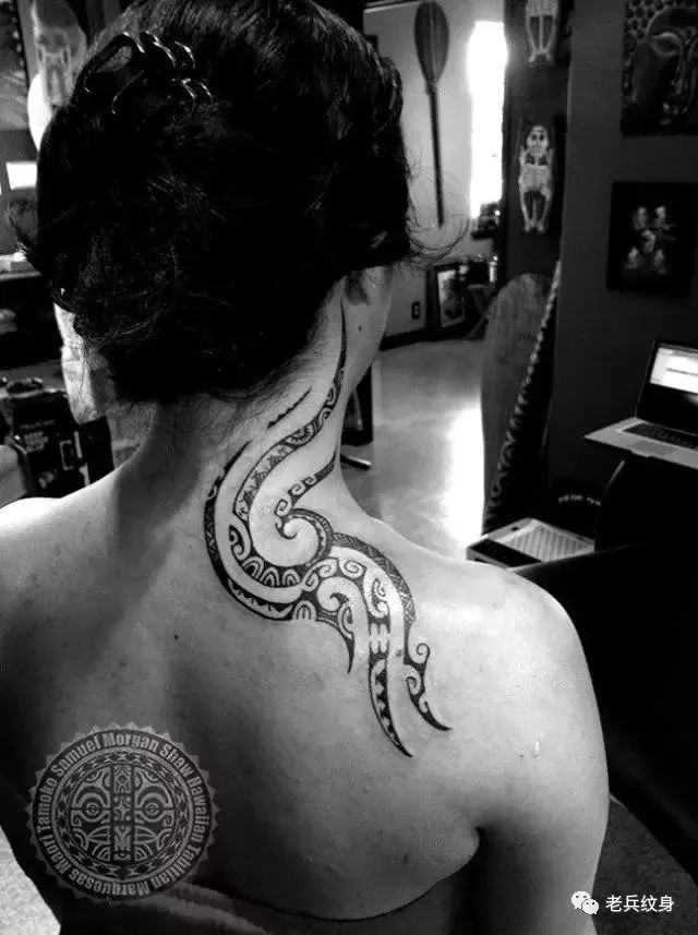 部落图腾纹身图案,部落图腾纹身竖花朵