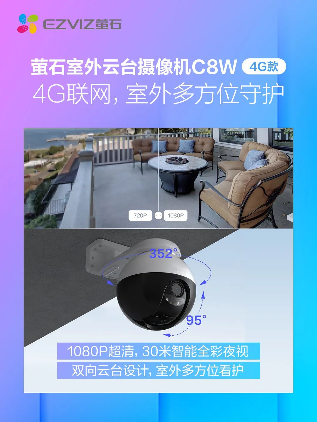 萤石爆款c8w系列室外云台摄像机,萤石h8和c8wc8c哪个夜视要好点