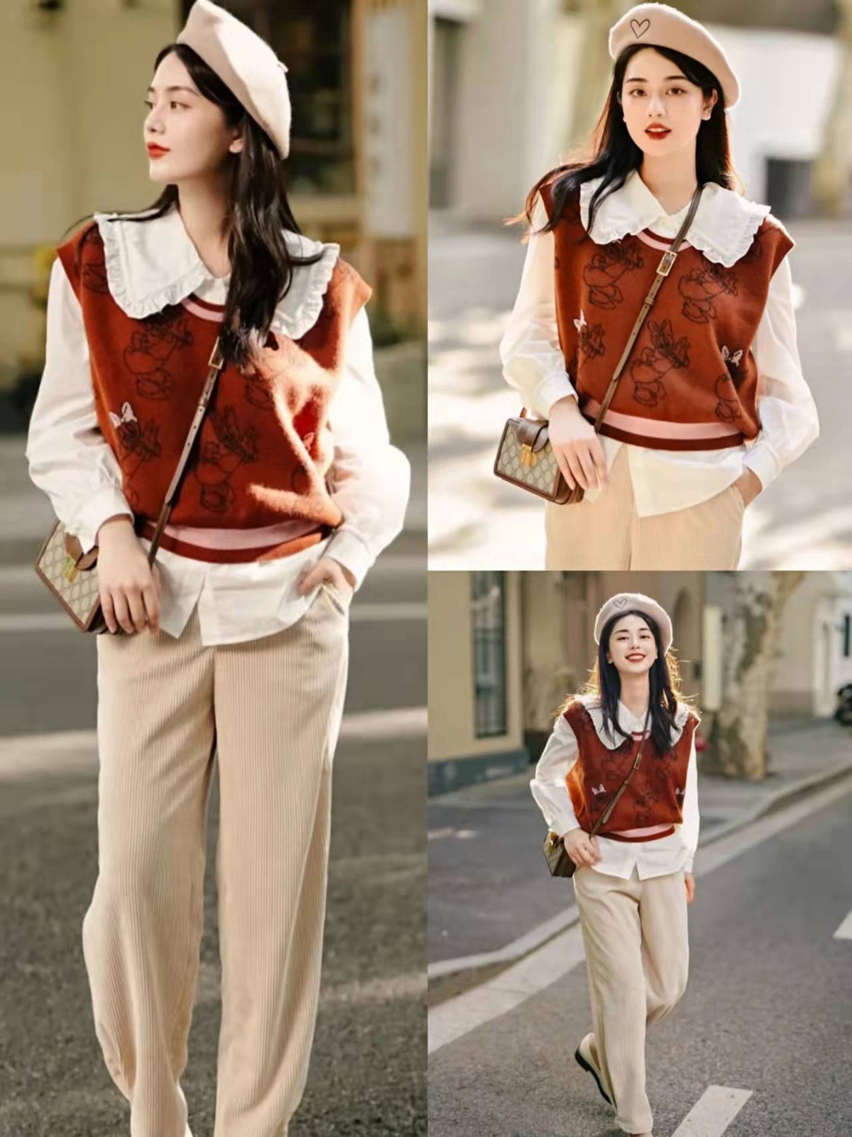 黑色灯芯绒直筒裤冬季搭配,秋冬灯芯绒裤子穿搭