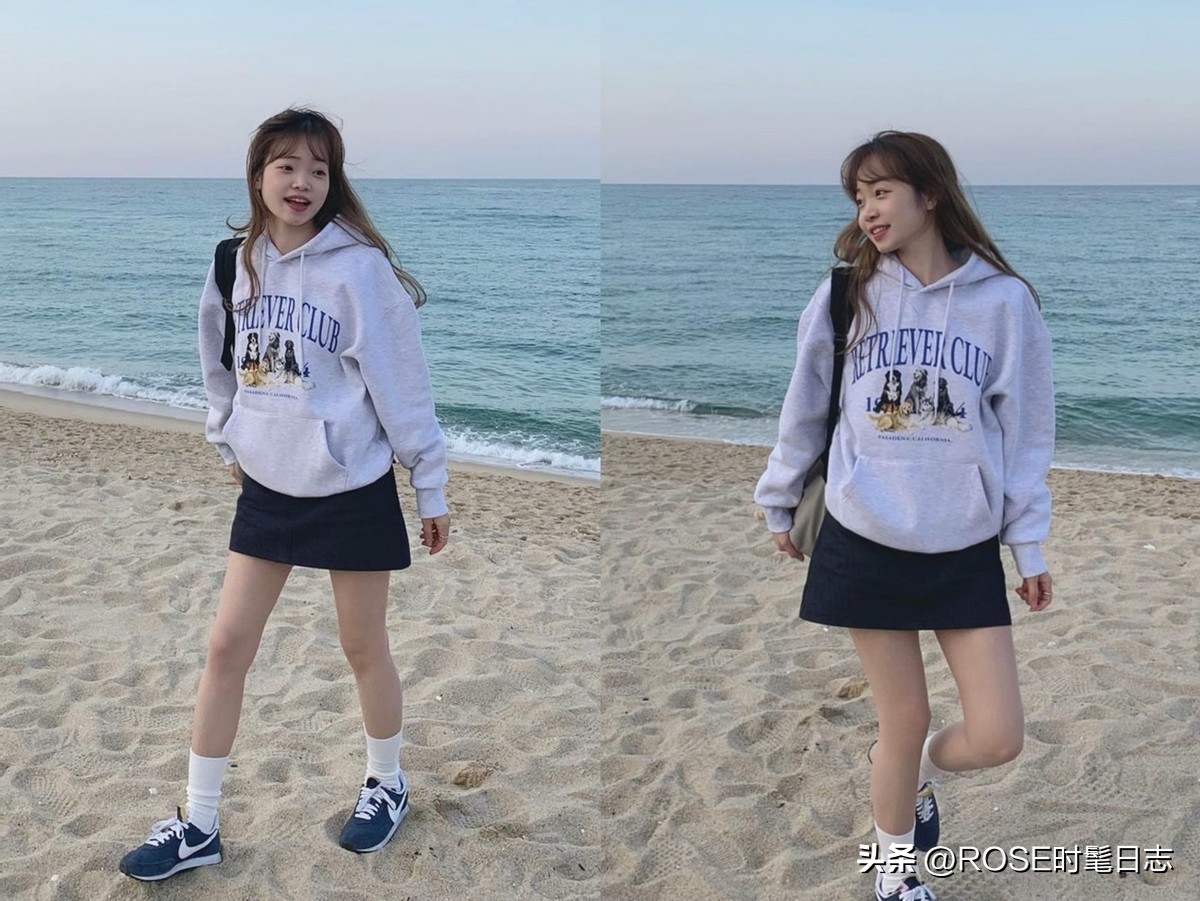 春天短裙套装毛衣,胖妹春天短裙长靴穿搭