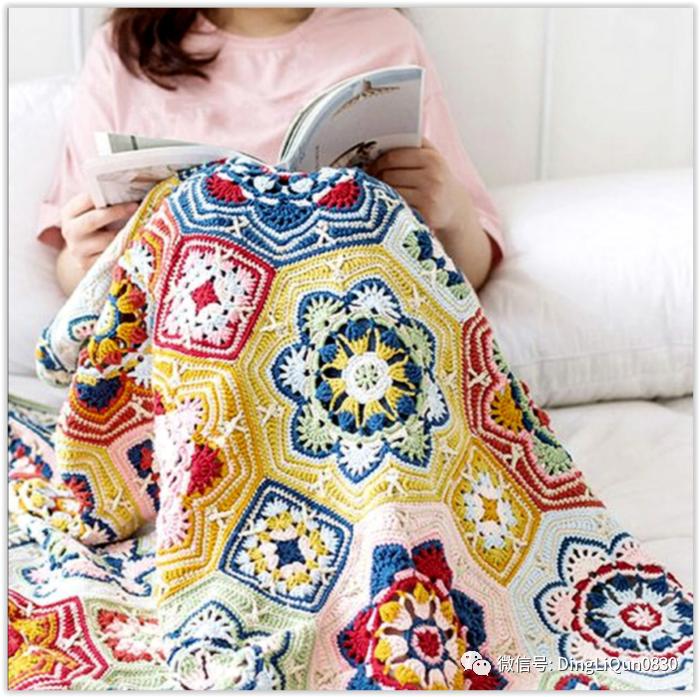 钩针编织教程简单好看毯子,一片式钩针沙发毯图解