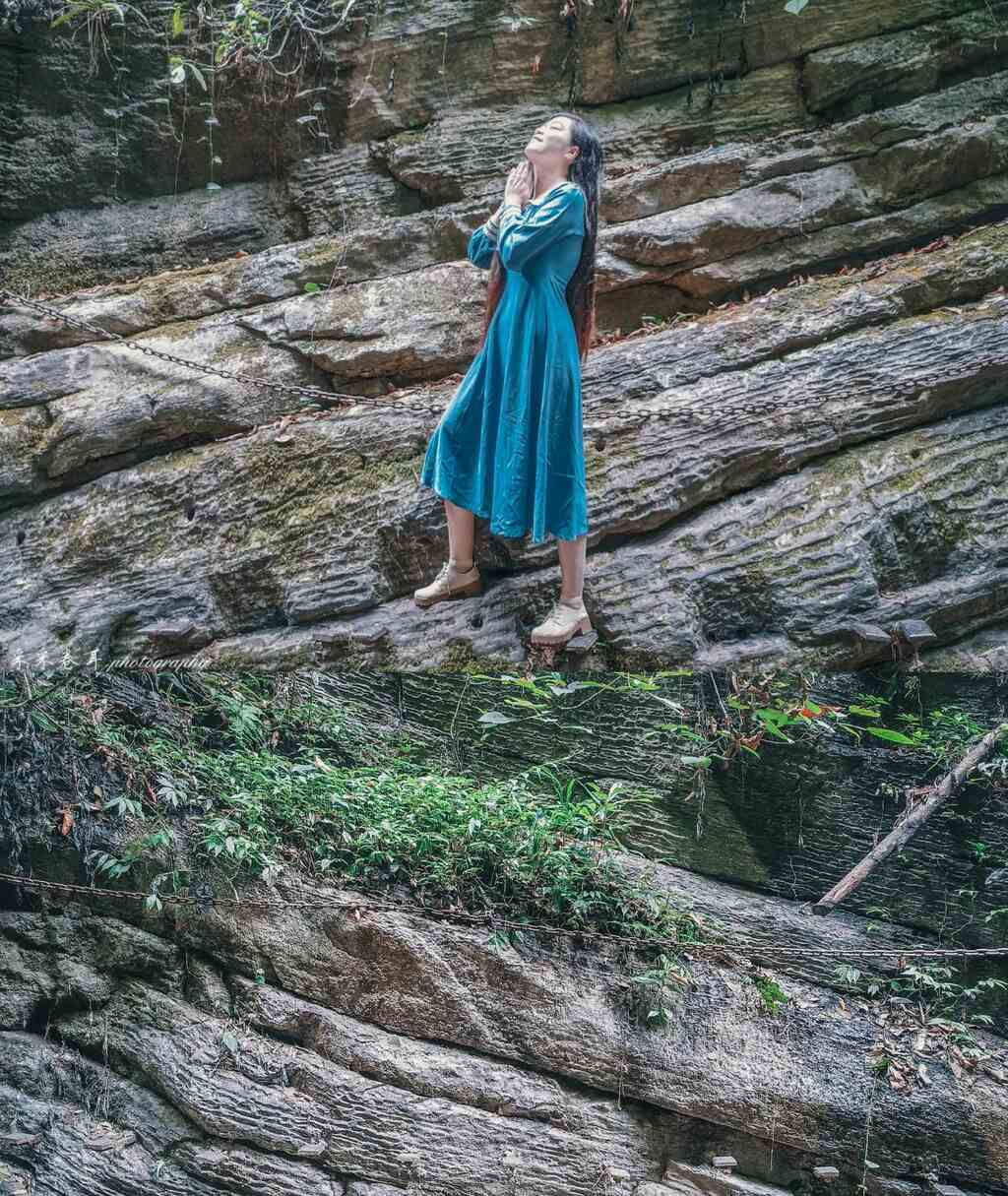 穿裙子自驾游,自驾游坐龙峡