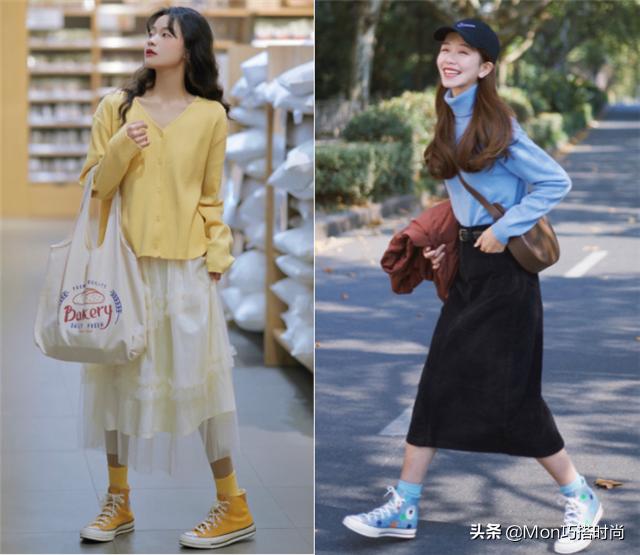 春天穿黄色高帮帆布鞋穿搭女,适合春季穿的帆布鞋
