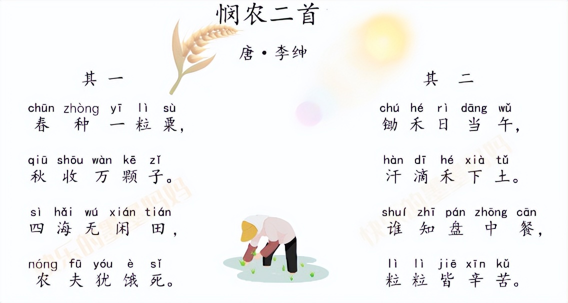 国学悯农古诗跟读,国学启蒙《悯农》