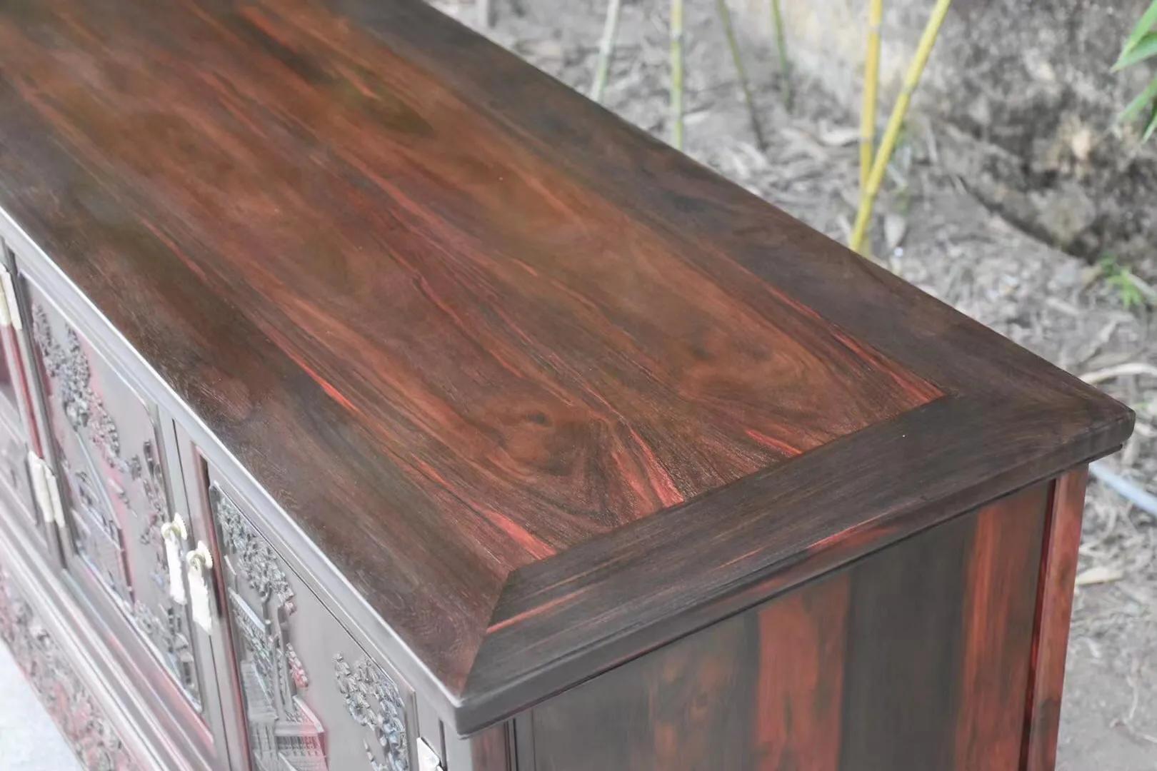 加长加宽雕花老榆木电视柜,交趾黄檀电视柜加高款