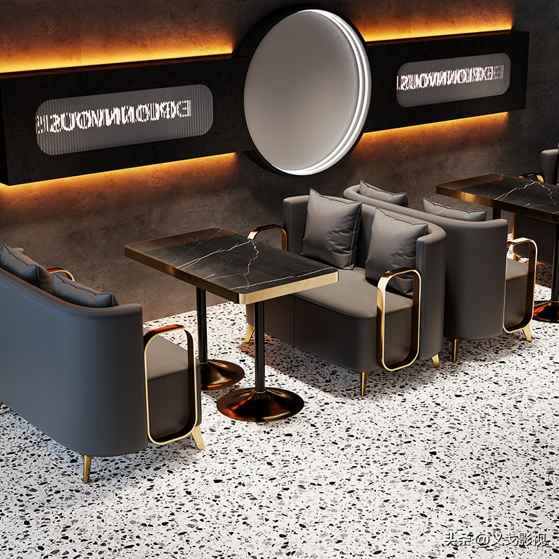 奶茶店高档沙发桌椅组合,咖啡厅桌椅2023最新款