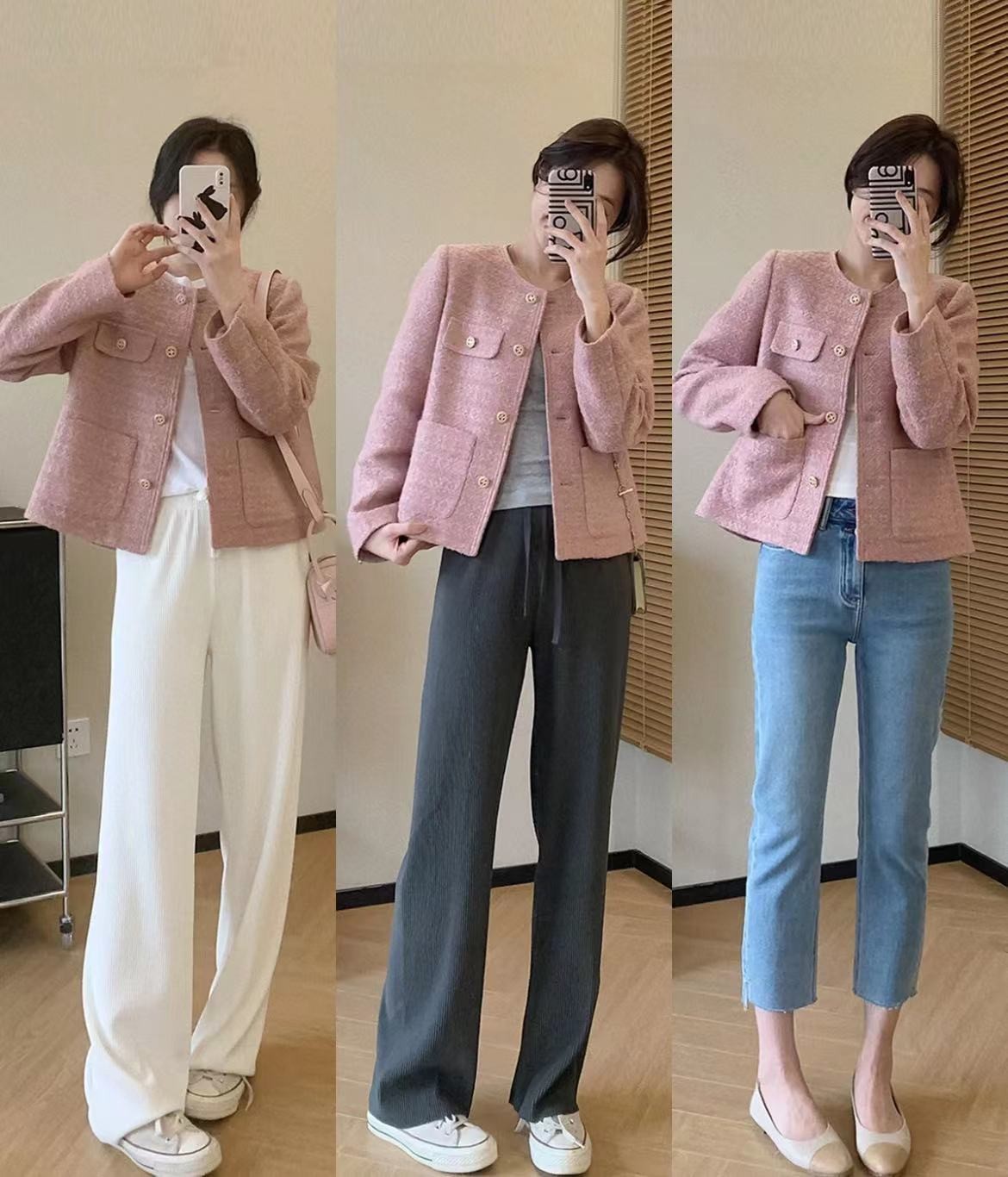 夏日超平价粉色系搭配少女心爆棚,春天穿搭中性风粉色