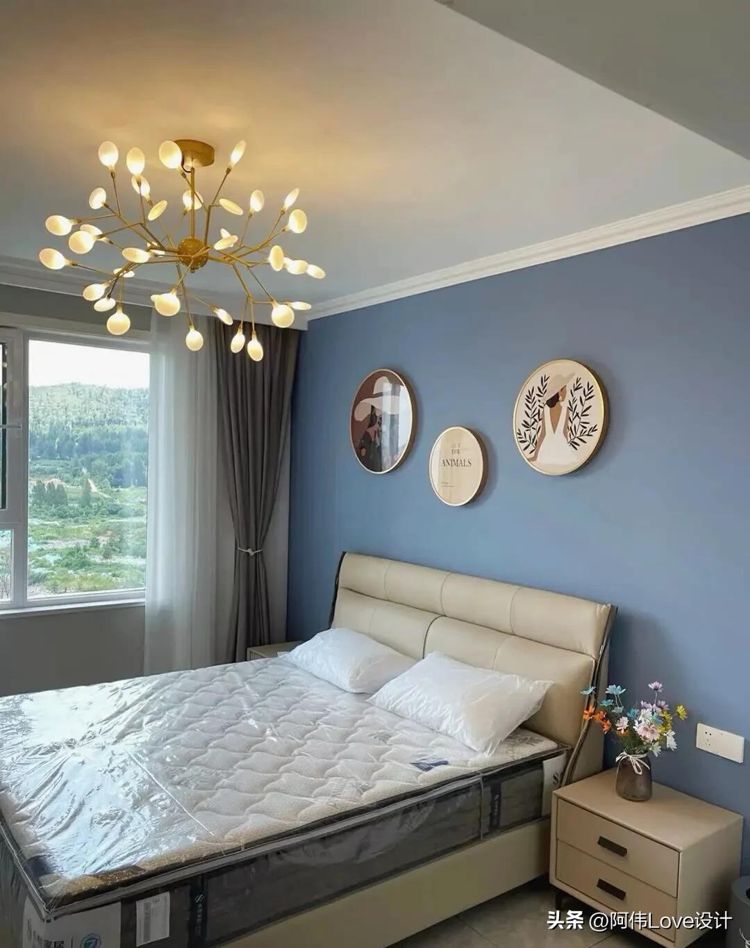 卧室墙面漆颜色搭配,婚房卧室窗帘颜色搭配