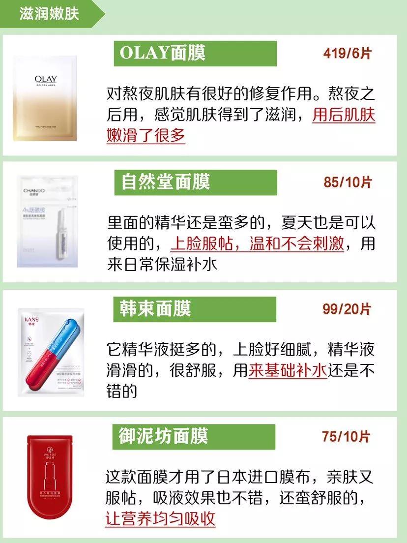 百雀羚平价面膜推荐排行榜前十名,公认最好的面膜百雀羚干面膜