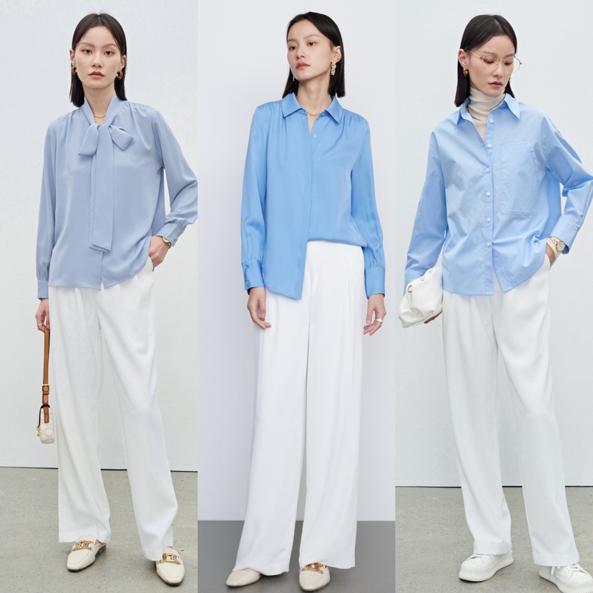 显瘦百搭阔腿裤这样穿好看又时髦,微胖穿衬衫搭阔腿裤