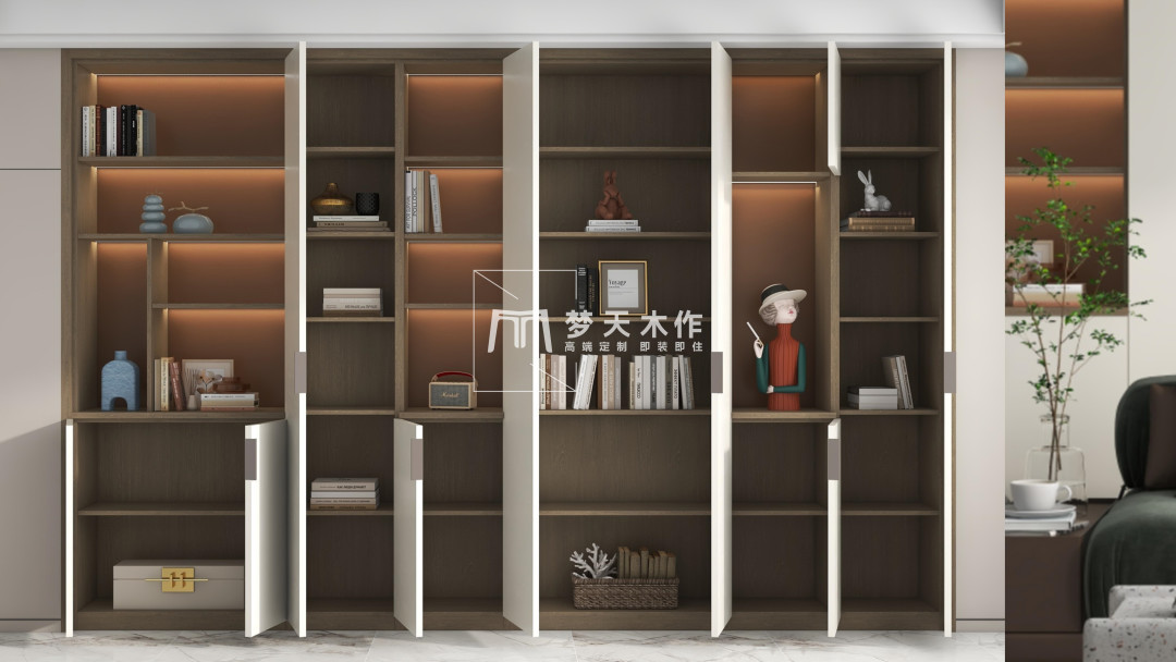 书柜精选设计你学会了吗,原木风书柜定制设计