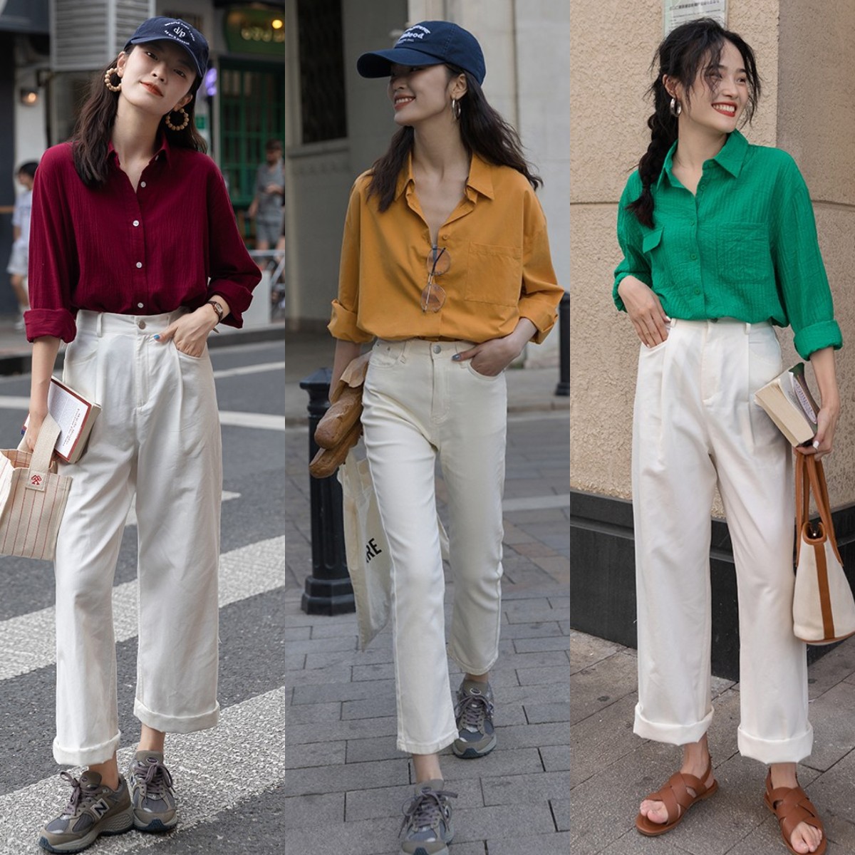 偏白色系裤子怎么搭配,夏白色裤子的穿搭方法