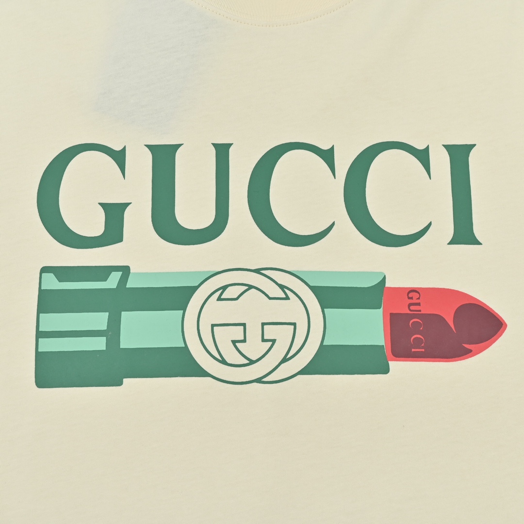 古驰gucci口红短袖,gucci猫头刺绣亮片短袖t恤