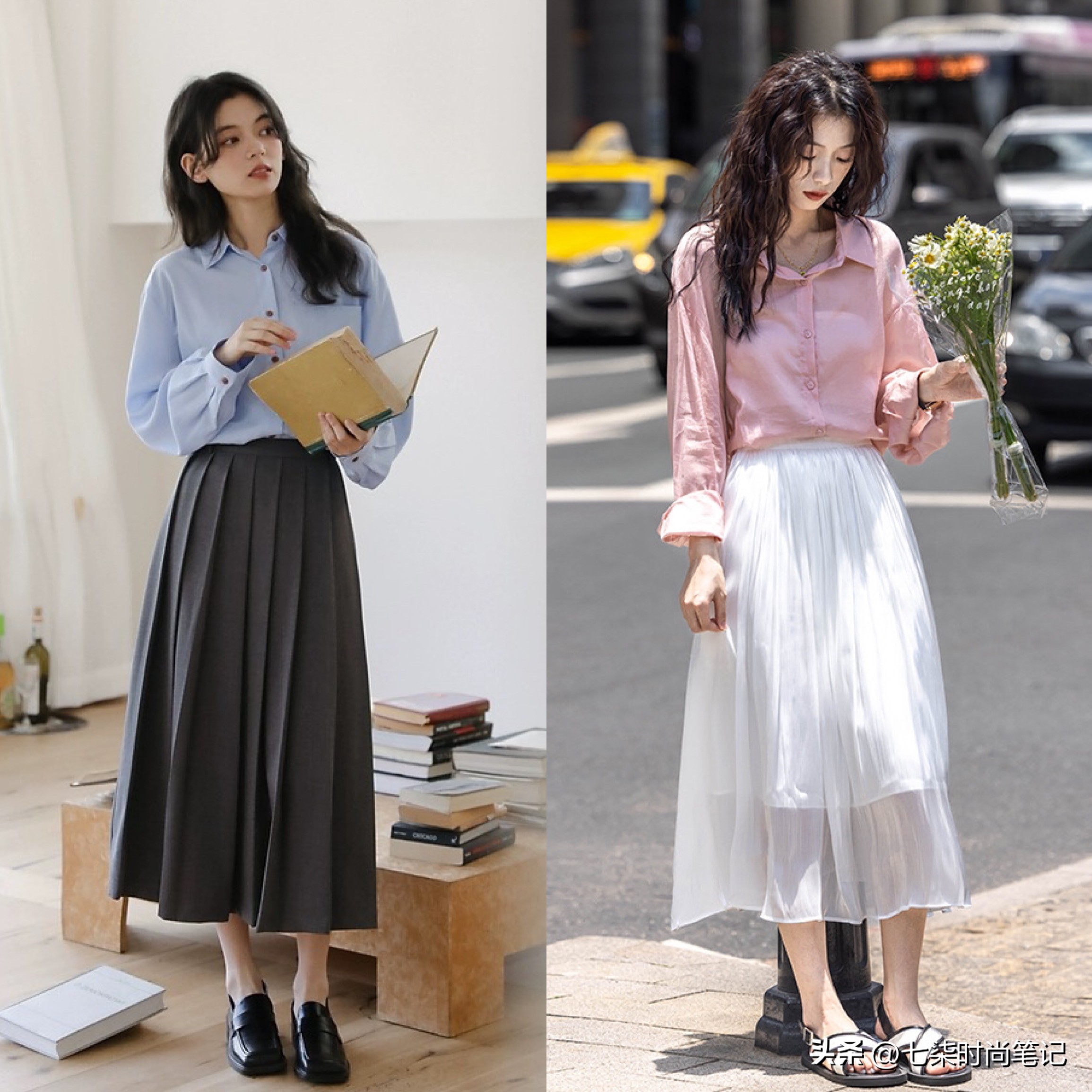 牛仔半裙永不过时,衬衫半裙高级感文艺