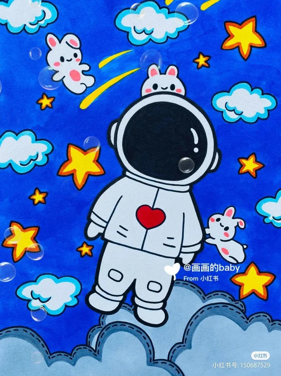 关于中国航天科技创新的绘画,描绘中国航天未来发展绘画