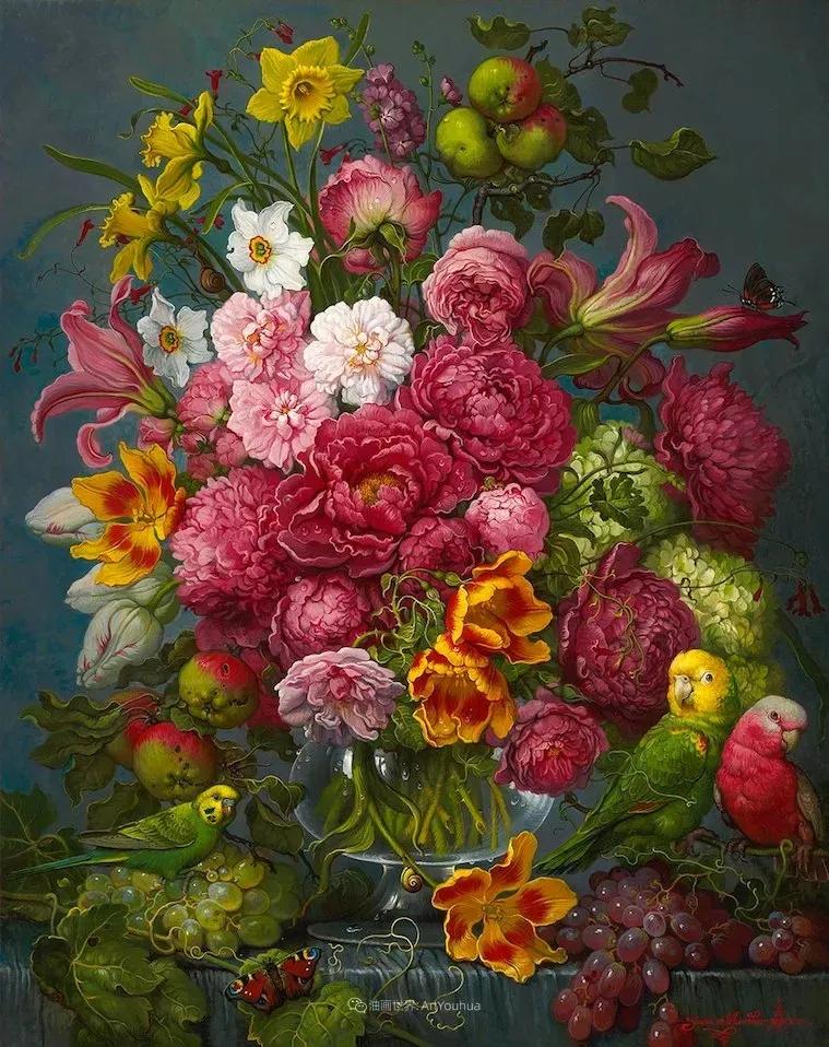 有关爱情的花鸟油画作品,北欧轻奢风格油画作品