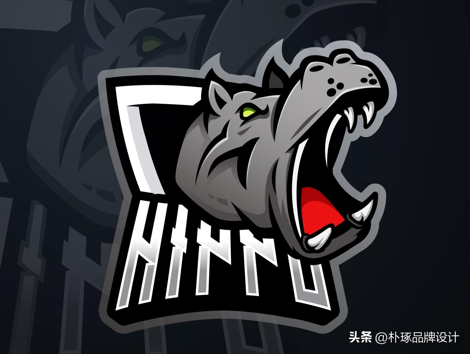 张开血盆大嘴IP动物形象河马元素logo创意集锦