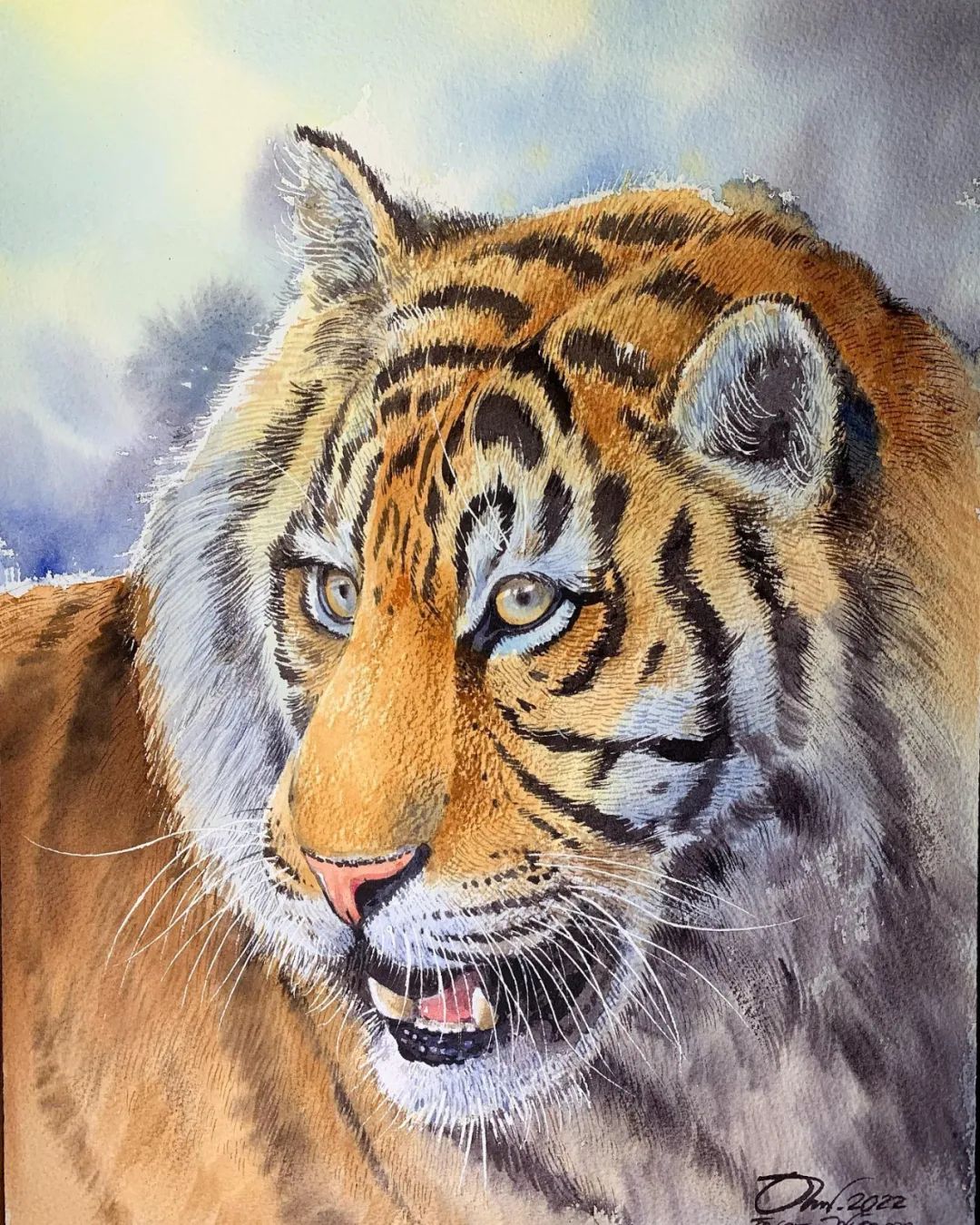 泰国水彩,泰国水彩画家绘画过程