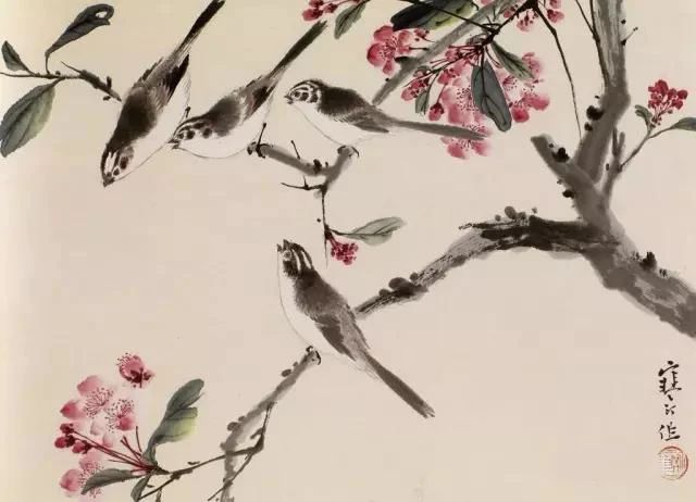 江寒汀写意黑山雀石榴花图,江寒汀写意花鸟千峰竞秀原作尺寸