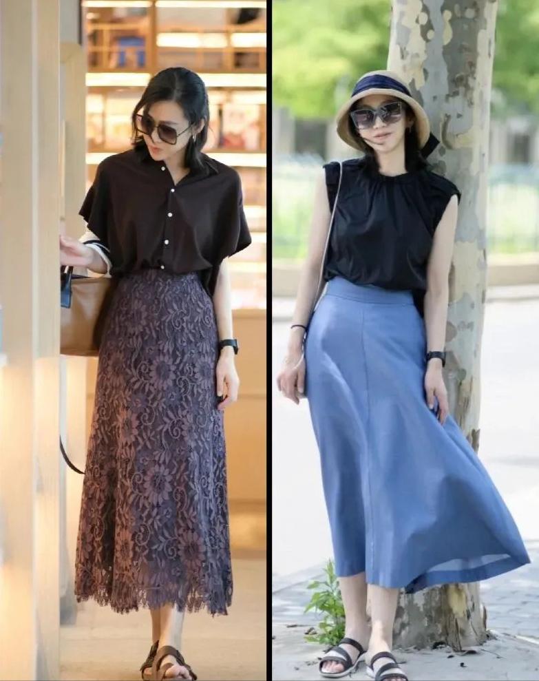 垂感阔腿裤半身长裙,时装衬衫阔腿裤早秋超美气质搭配