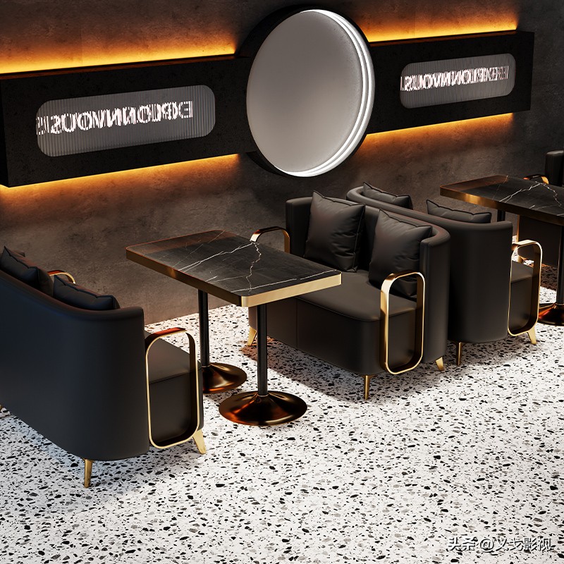 奶茶店高档沙发桌椅组合,咖啡厅桌椅2023最新款