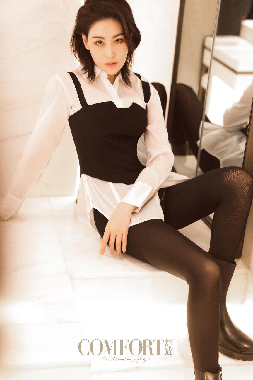 张馨予大片造型,张馨予gq红毯黑色钻石礼服