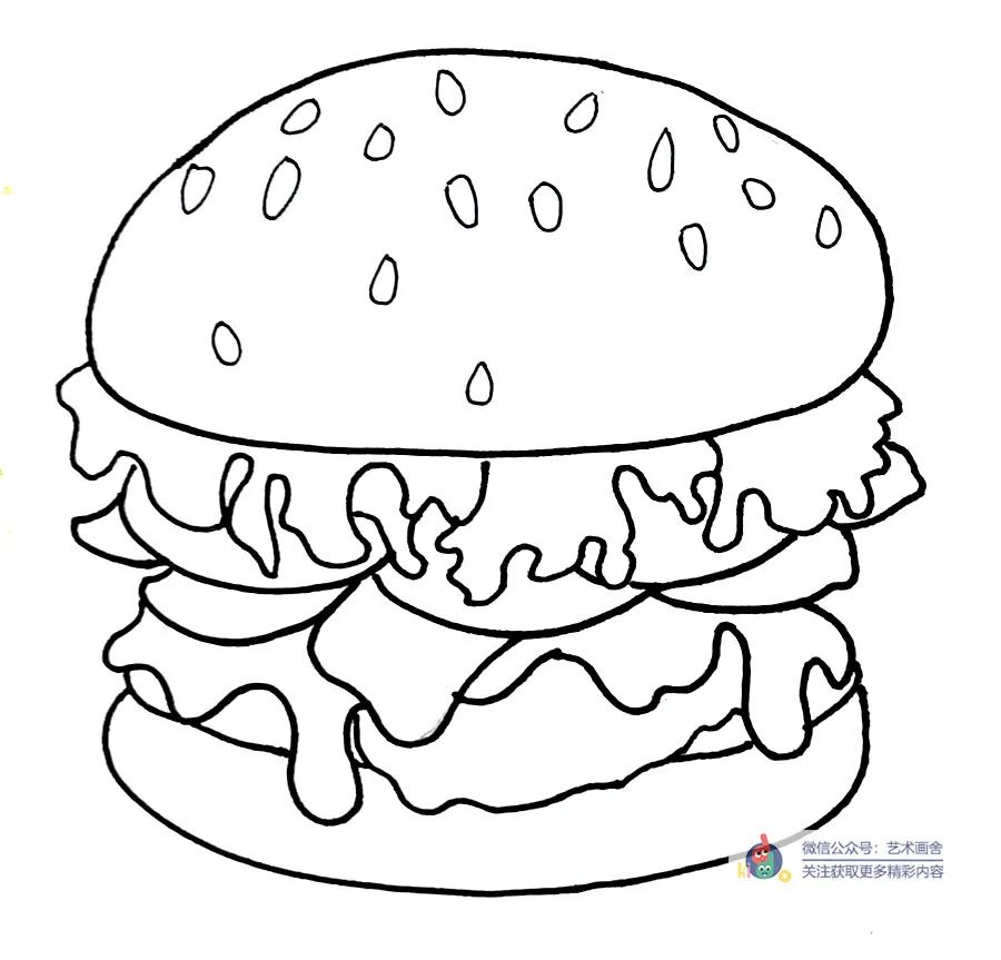 儿童画简单教学汉堡,儿童学画画汉堡包怎么画