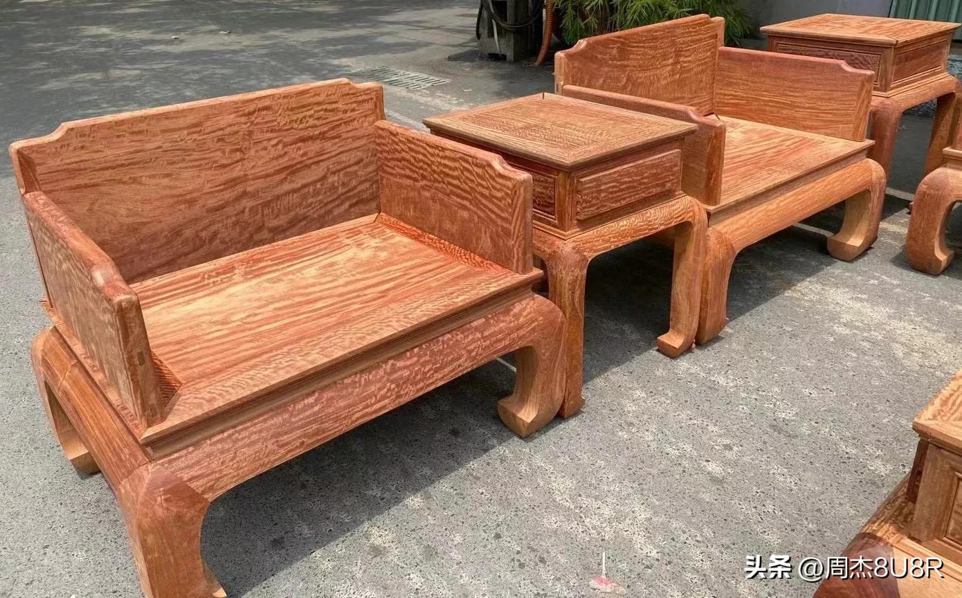 缅甸花梨大果紫檀千里江山图沙发,缅甸大果紫檀虎皮纹沙发