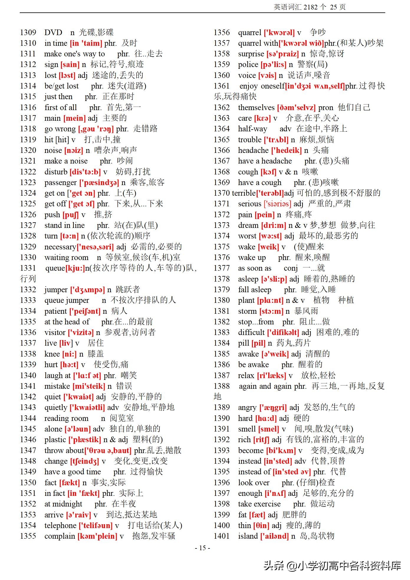 初中英语词汇带音标表,初中英语课标要求的1500个单词
