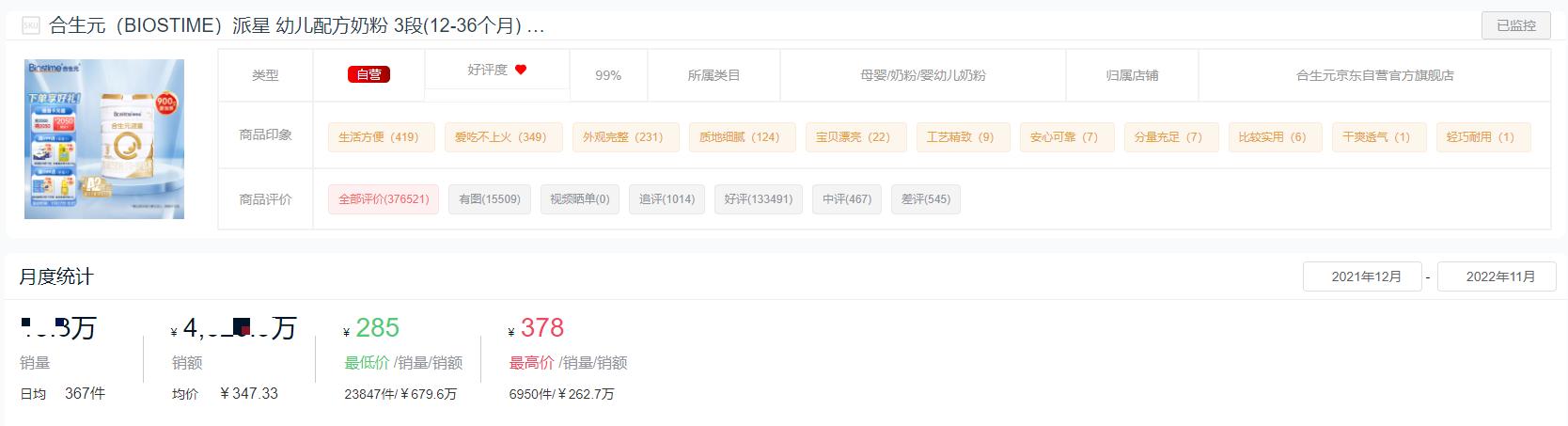 十大品牌奶粉销量排名,2022奶粉销量最好的前十名