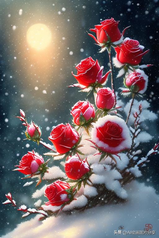 ai绘画花的图片,ai绘画雪地玫瑰花教程