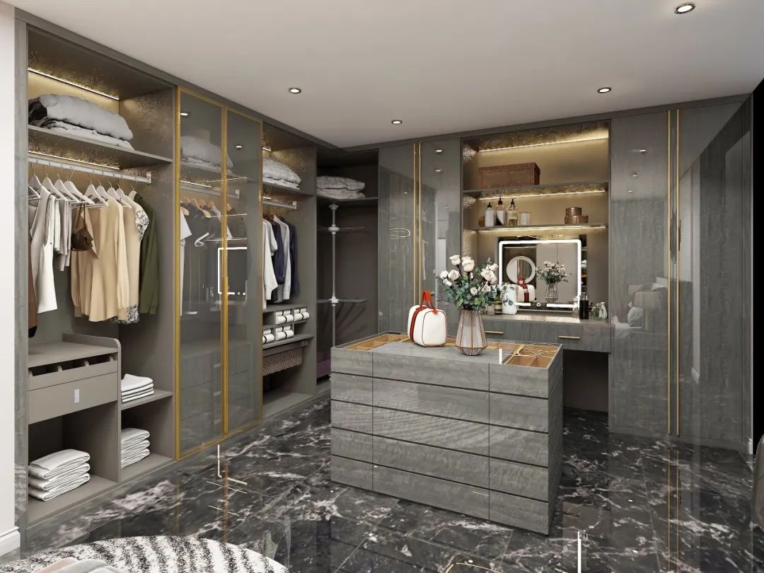 全屋定制衣柜效果图大全轻奢风,极简轻奢装修风格衣柜门