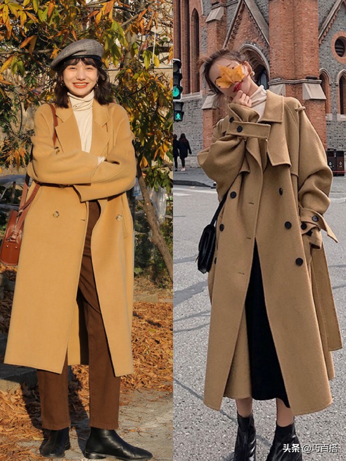 驼色长款大衣的各种搭配,驼色大衣的搭配推荐图片