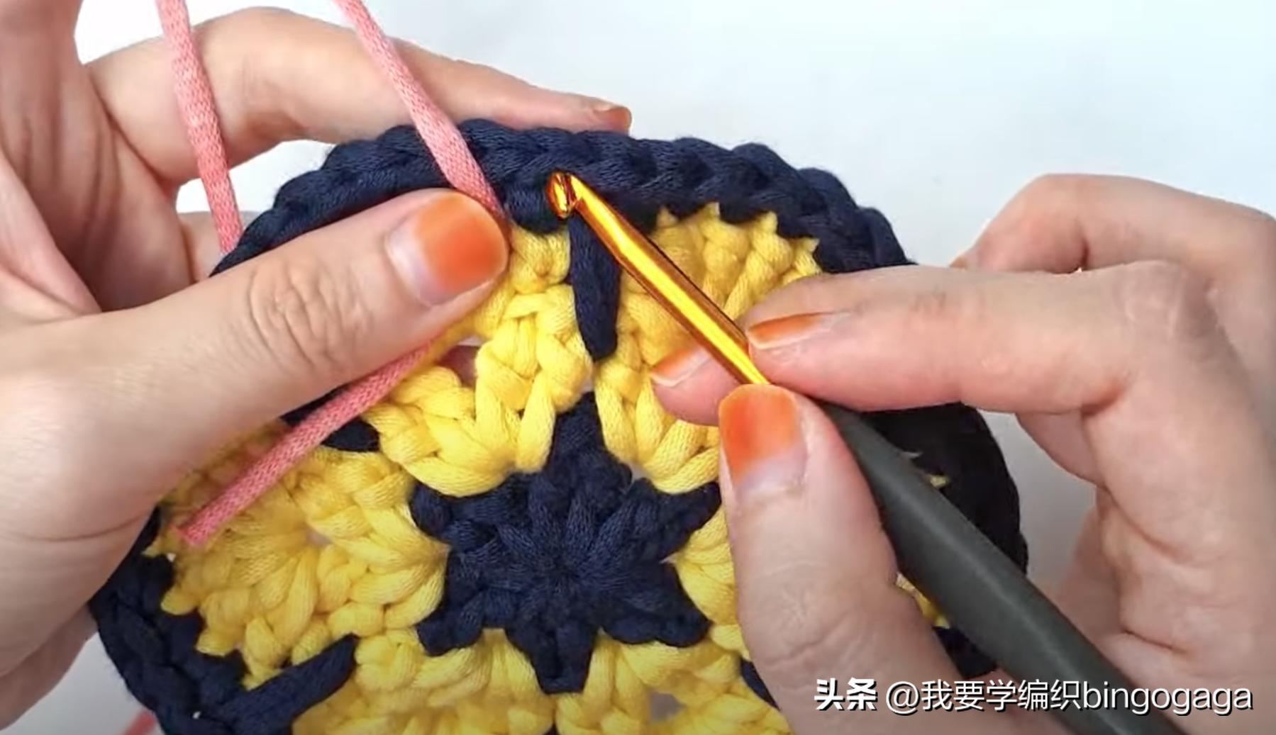 祖母方格小包包拼接编织教程,方形镂空小花包编织教程