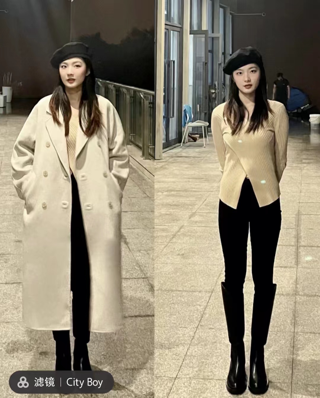 大衣搭长靴知性十足,大衣配阔腿裤让你气场翻倍