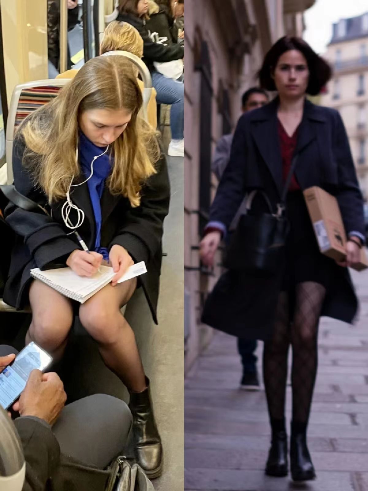 可以遮小腿的冬季穿搭,黑丝小腿袜配纯黑丝穿搭