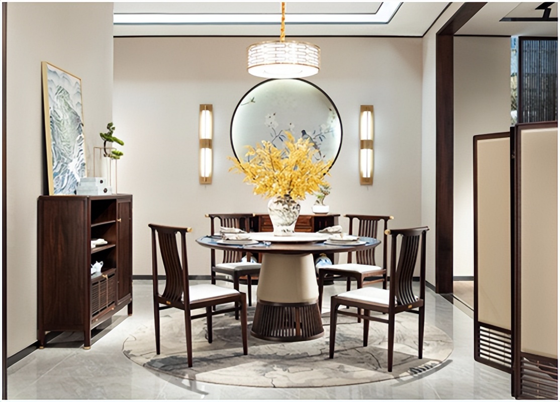 实木餐桌椅原木风,新中式实木餐桌椅