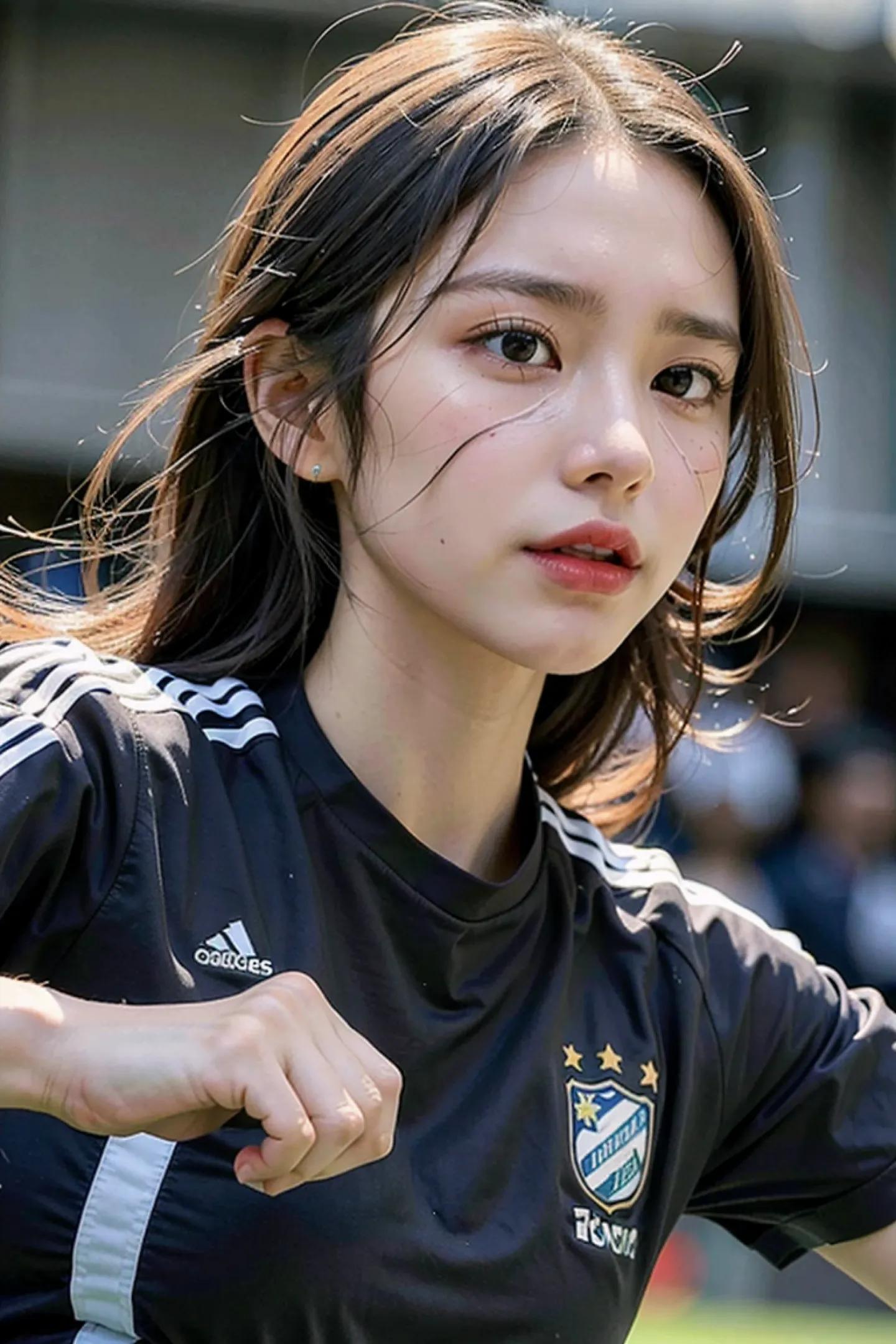 足球场上最美的女孩,足球场上踢球的女生