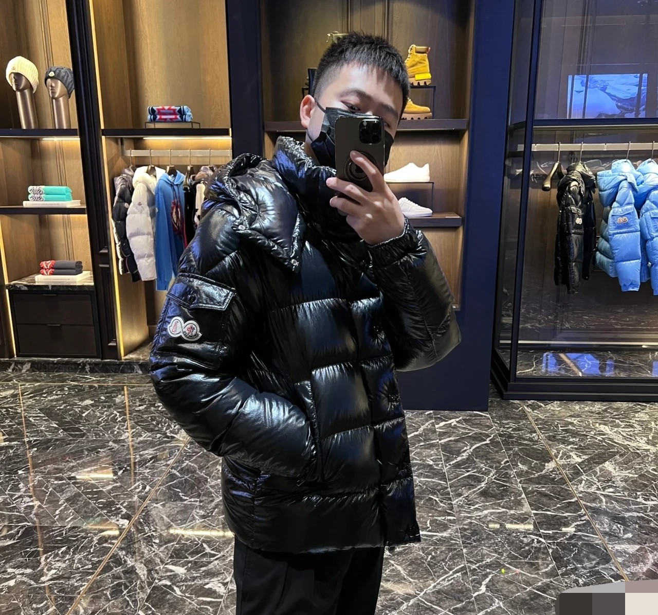 蒙口羽绒服加厚外套,蒙口羽绒服亮玫红色所有限定款