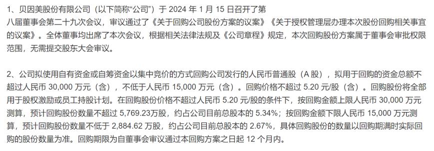 贝因美股票持续走低的原因,贝因美回购公司股份进展
